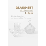 Glass Set with Monarch Crystal Bowl and Cups, 7 Pieces, 90cc Capacity, Diamond Cut Pattern