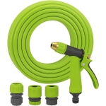 Garden Hose with Spray Nozzle, Flexible PVC, Lime Green, 4 Quick Connect Fittings
