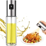 Glass and Stainless Steel Oil Spray Bottle, 100ml Cooking Oil Mister, Kitchen Sprayer for Cooking, Grilling, Baking and Pan Cooking