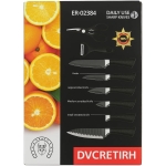 Professional Kitchen Knife Set, 6-Piece with Scissors and Peeler, Serrated Blades, Black