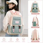 Pastel Large Capacity Backpack – Water-Resistant School & Travel Bag for Women